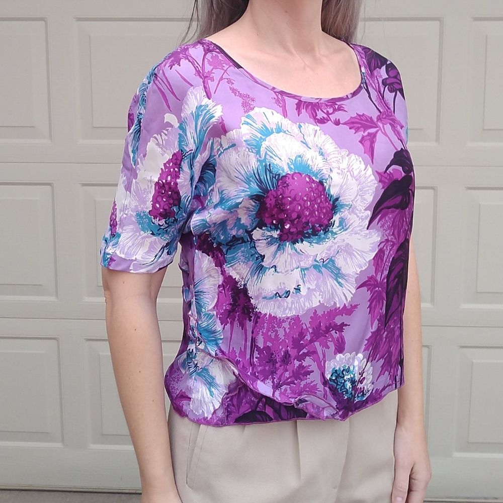 CHRIS BENZ purple silk blouse 2 (F6)